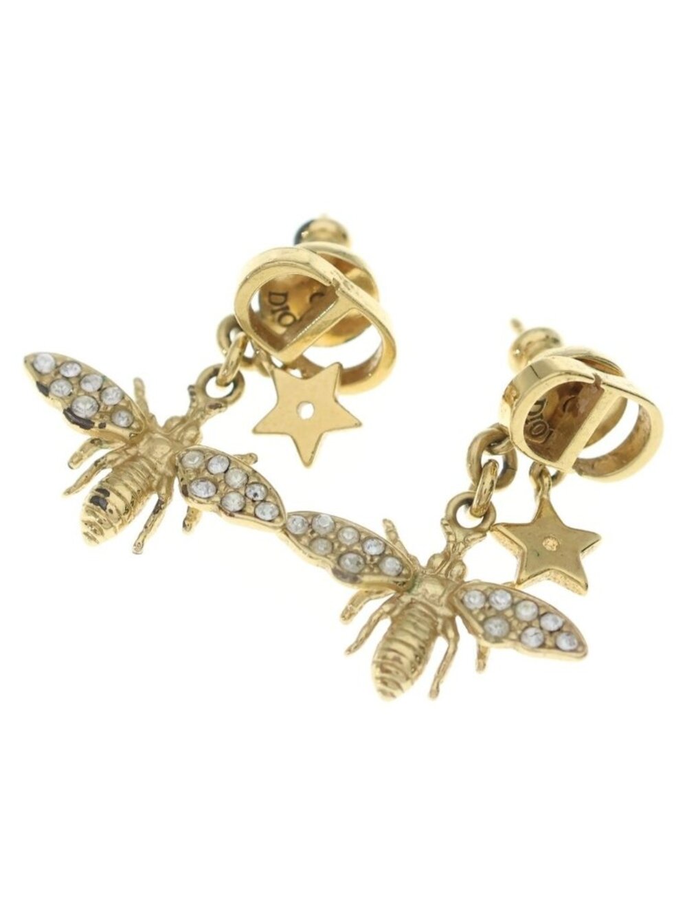 Dior CD Logo Be Drop Earrings Gold